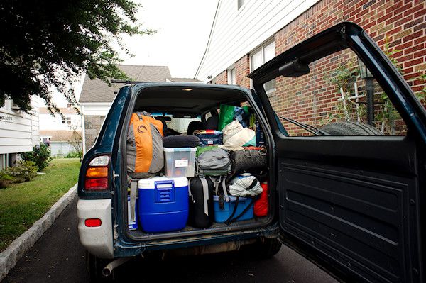 Car packed for five